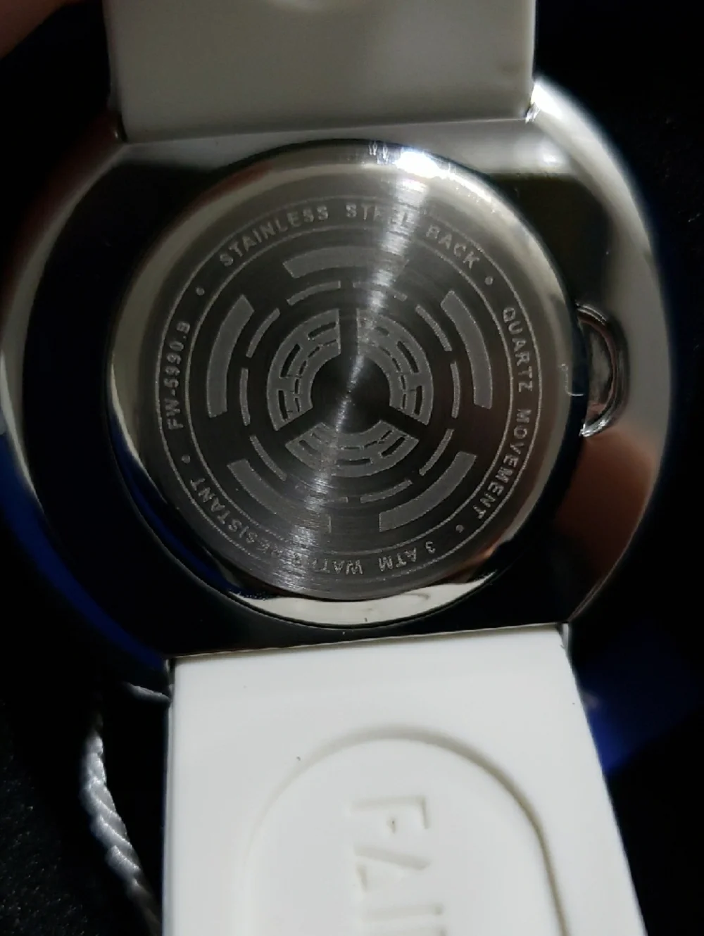MARK FAIRWHALE Men's Personality Blue Dial Casual Sports Hollow Out White Strap